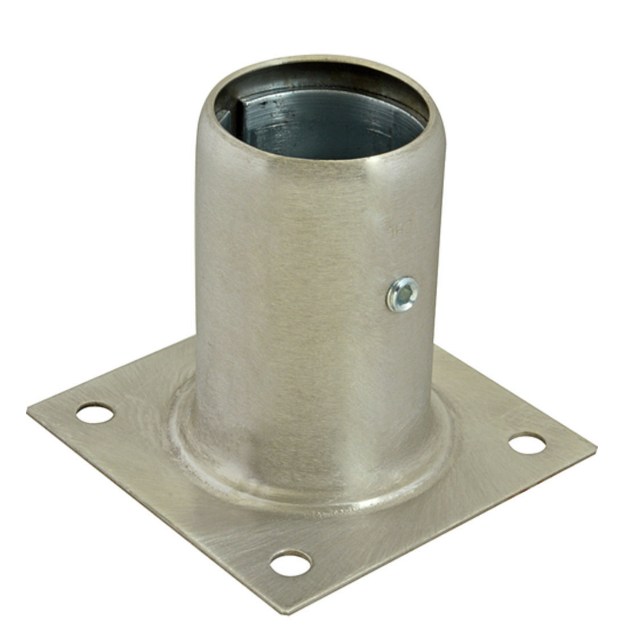 Stainless Steel Plate Mount Leg Socket – 3-1/2" Plate | Fits 1-1/4" Pipe